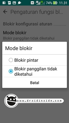 blok panggilan dengan mode pintar asus