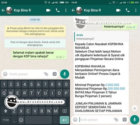 wa penipuan pinjol