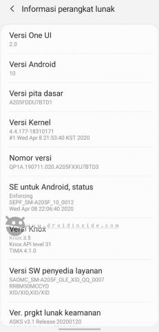 update samsung galaxy a20 ke android 10