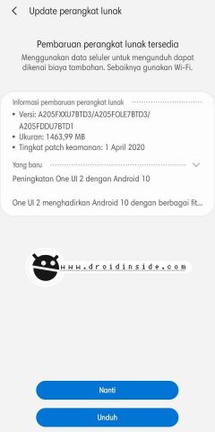 update samsung galaxy a20