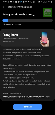 proses update galaxy a50