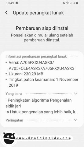 samsung update untuk galaxy a70