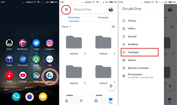 cara melihat backup whatsapp di google drive