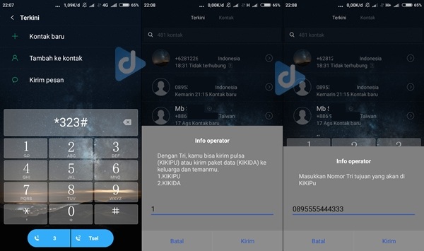 cara transfer pulsa 3
