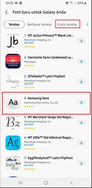 font samsung gratis unduh