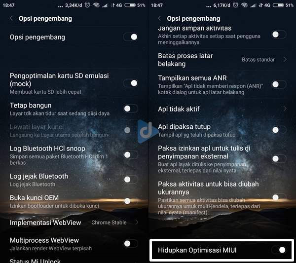 hipdukan optimisasi Miui