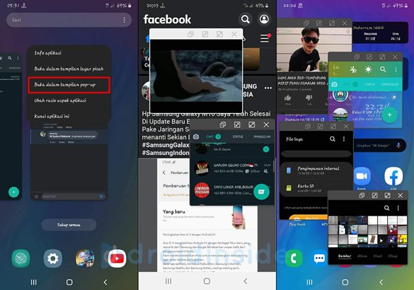 layar pop up aplikasi galaxy m10