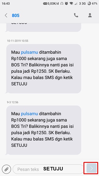 SMS pinjam pulsa 3