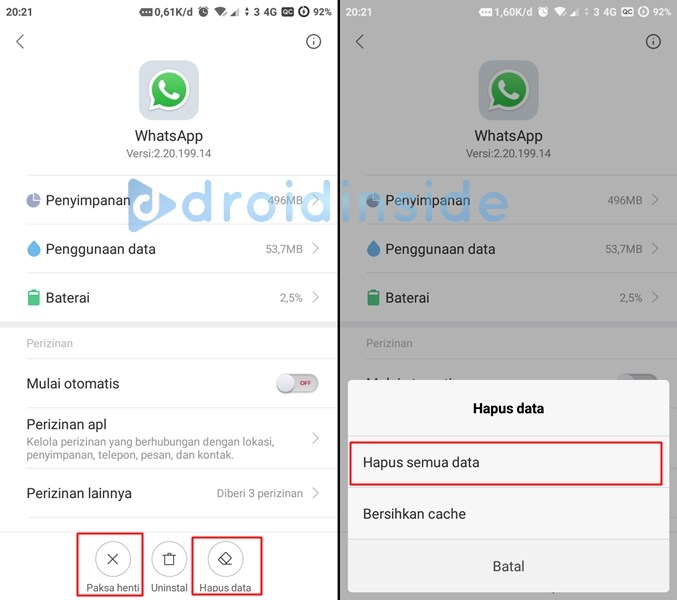 log out whatsapp dengan hapus data