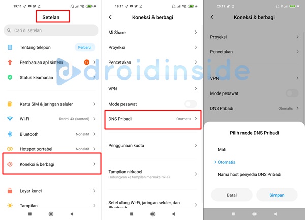 cara mengaktifkan dns Xiaomi