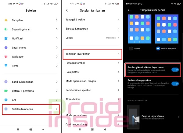 cara sembunyikan indikator layar penuh Xiaomi