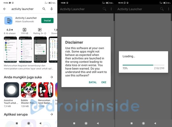 instal aplikasi activity launcher