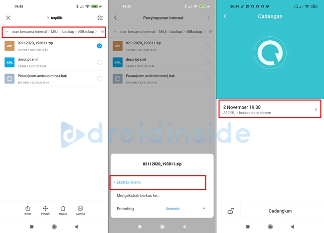 memulihkan cadangan sms xiaomi offline