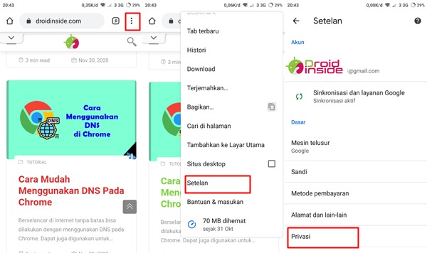 mengaktifkan dns di chrome android