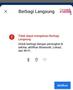 nearby share tidak bisa digunakan