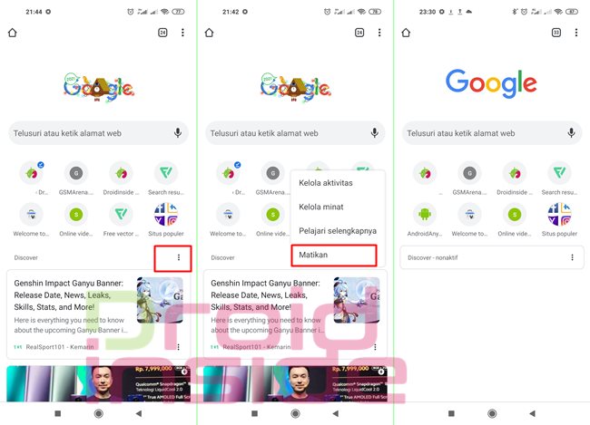 mematikan discover chrome android