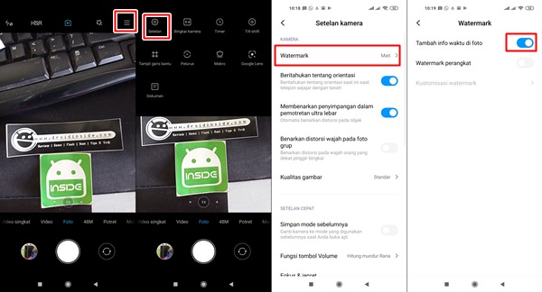 menampilkan tanggal waktu di foto xiaomi