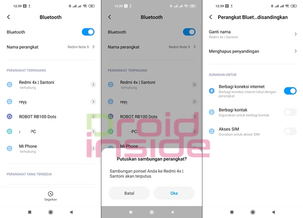 menggunakan tethering bluetooth di xiaomi