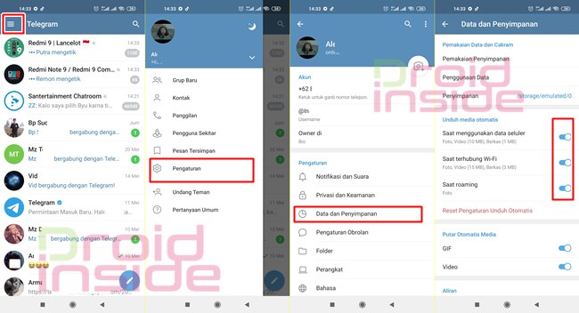 cara mematikan auto download telegram