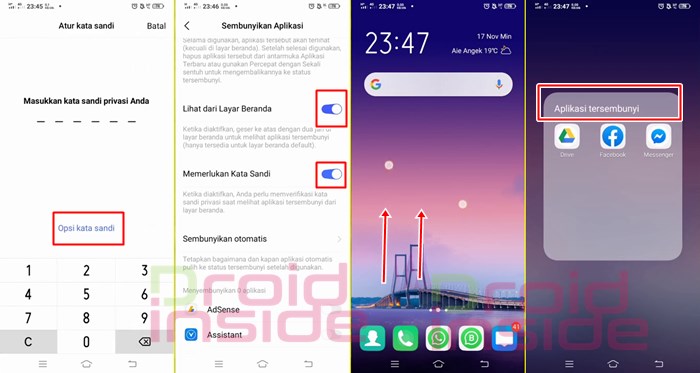 membuka aplikasi tersembunyi vivo 2 jari