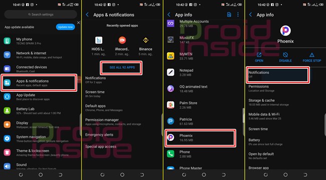 menghapus notifikasi p di hp infinix