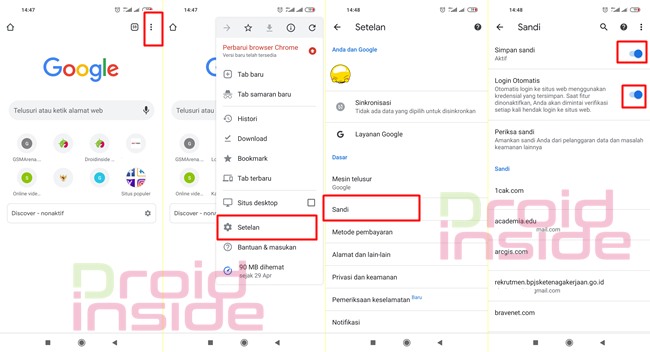 menonaktifkan simpan kata sandi chrome