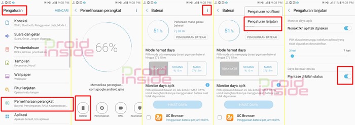 persen baterai hp samsung