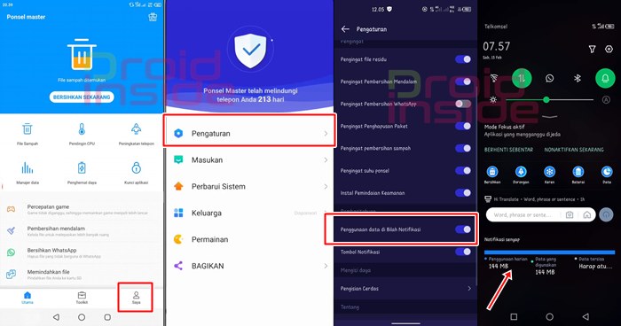 cara menampilkan penggunaan data infinix