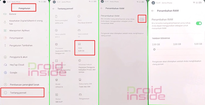cara menambah ram hp oppo