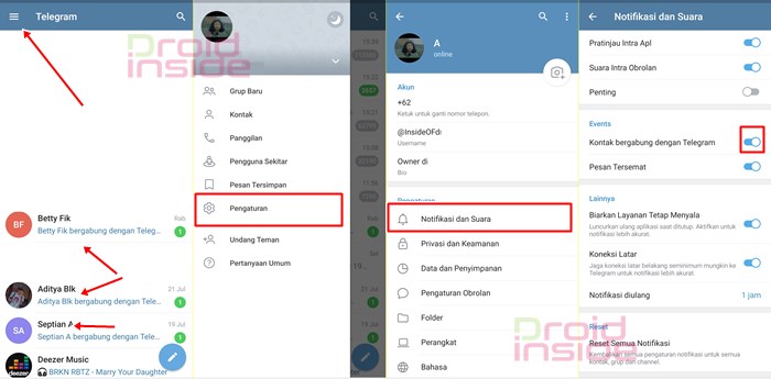 cara menghilangkan notifikasi join telegram