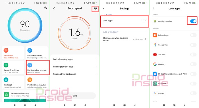 cara kunci aplikasi Recent App Xiaomi 