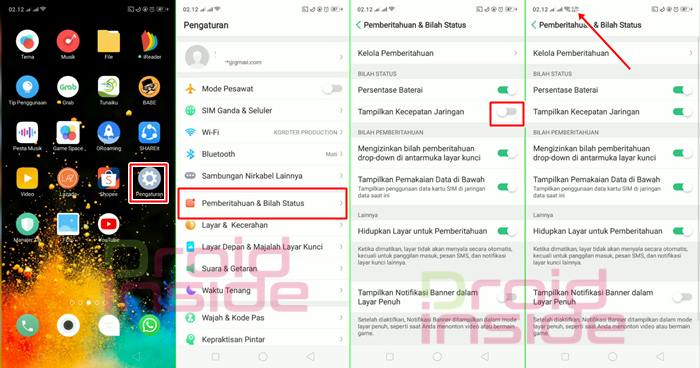 cara menampilkan kecepatan internet di oppo