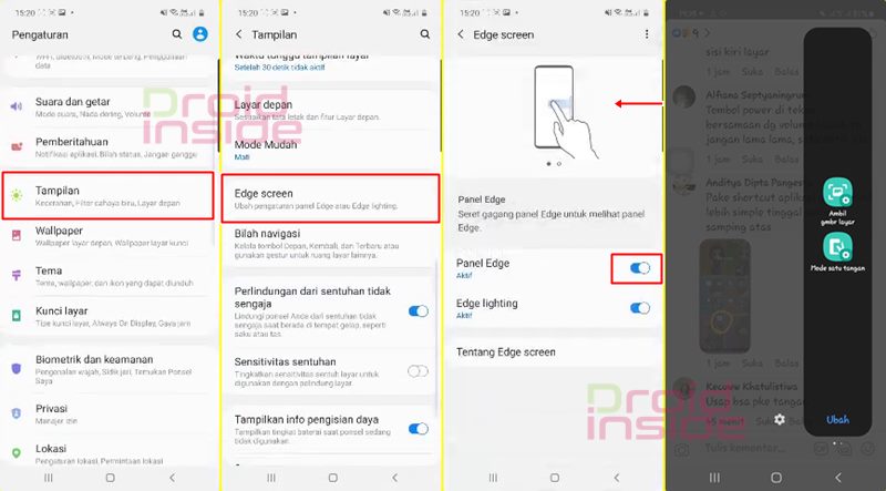 screenshot samsung a51 dengan edge screen