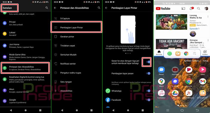 cara layar terbagi hp vivo