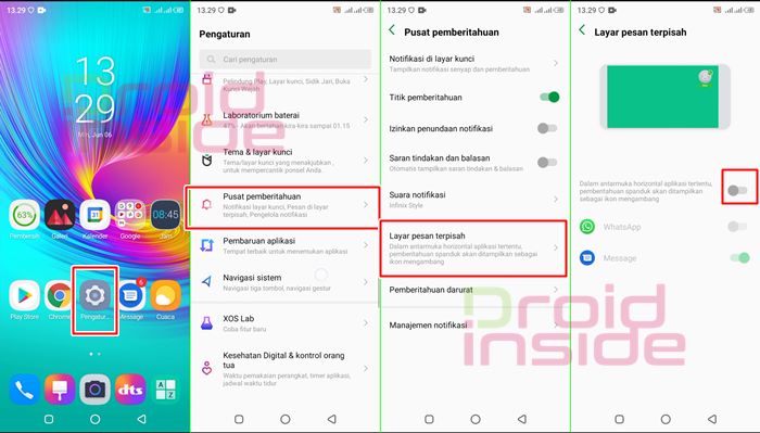 cara mengaktifkan layar split infinix