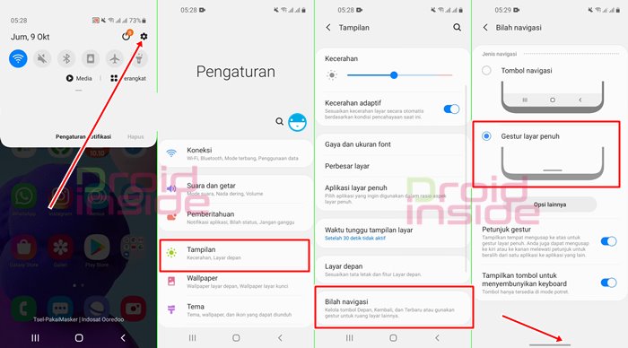 cara mengaktifkan mode layar penuh samsung