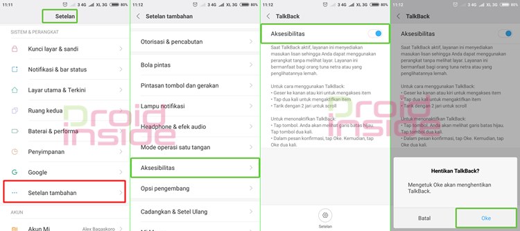 cara menonaktifkan talkback xiaomi