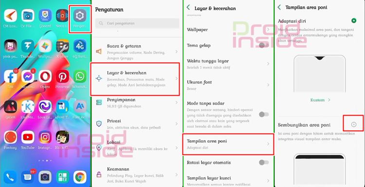 cara hide notch infinix