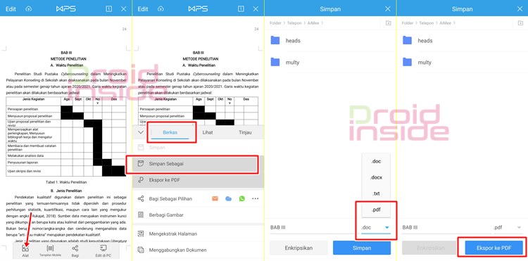 Cara mengubah Word ke PDF di HP dengan WPS Office