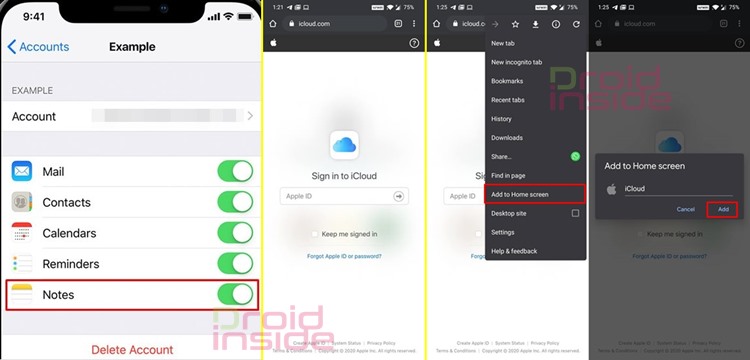 cara sinkron catatan icloud untuk android