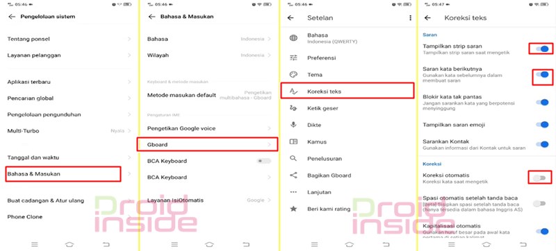 mematikan koreksi otomatis keyboard vivo 