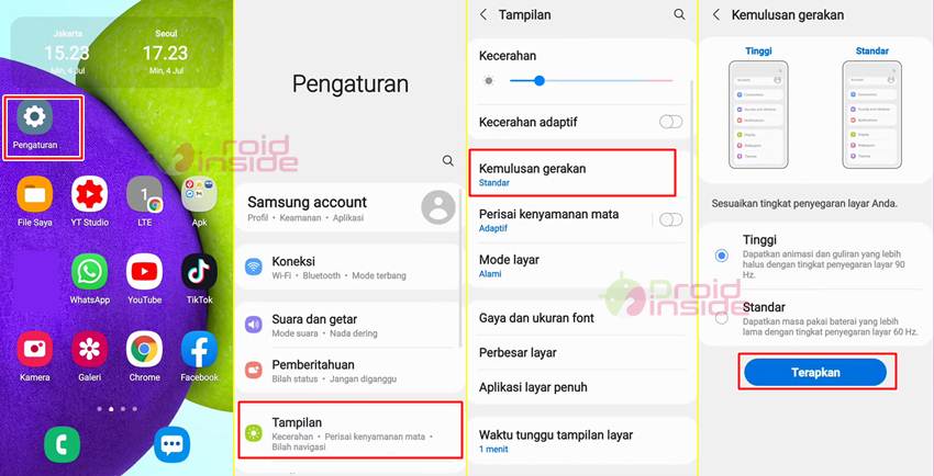 cara mengatur refresh rate hp samsung