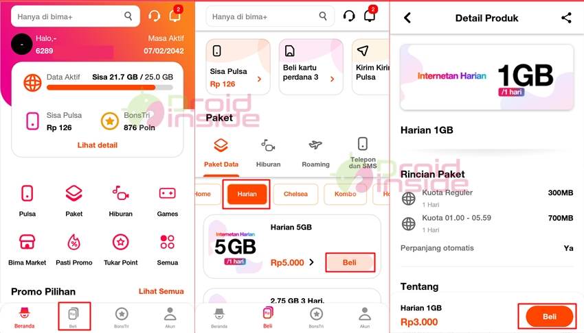 paket murah tri harian