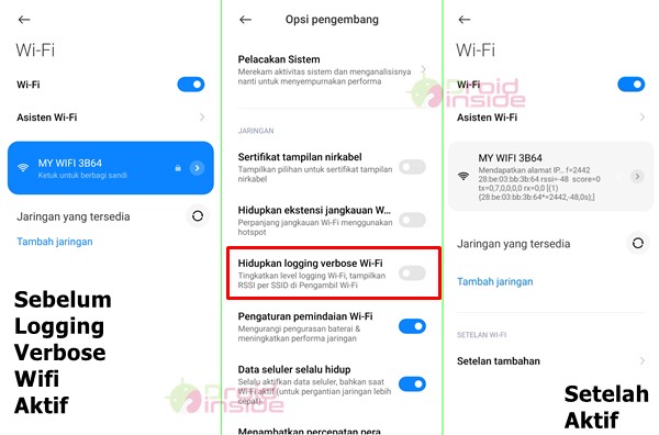 hidupkan logging verbose wifi