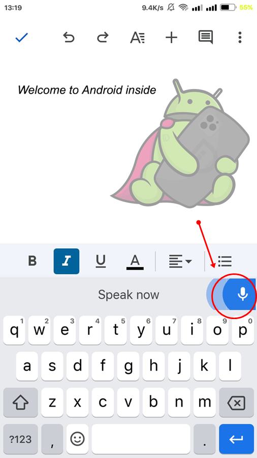 cara mengetik dengan suara di google docs di hp