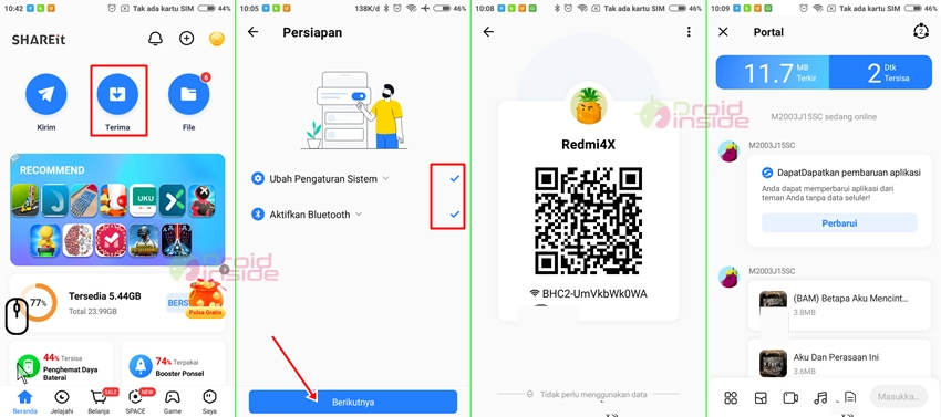 cara mengirim file lewat shareit