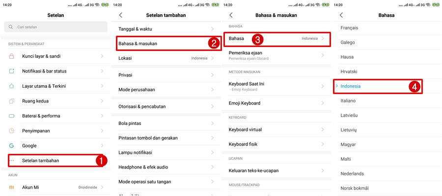 cara setting bahasa di hp android