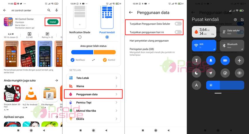 cara menampilkan penggunaan data harian control center xiaomi