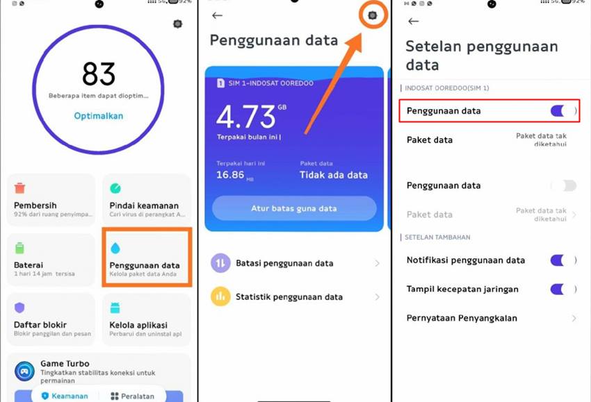 menampilkan penggunaan data tanpa pusat kontrol