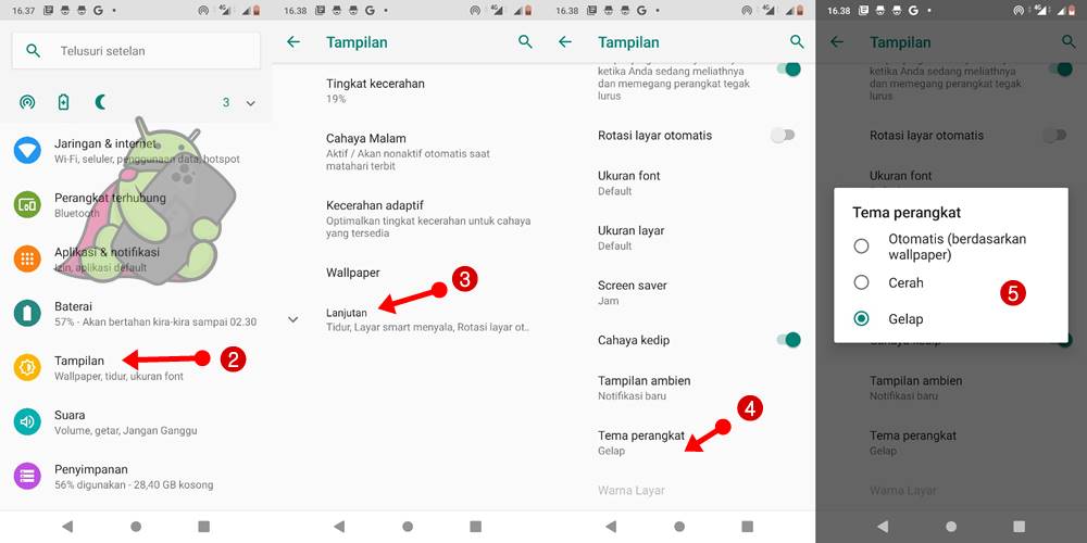 Cara Set Mode Gelap pada Halaman Aplikasi ASUS Zenfone Max Pro M1